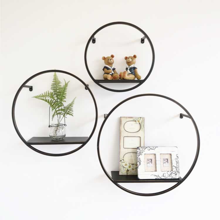 Antique Style【円形シェルフ 3個セット】アイアン クラシック アンティーク 壁掛けシェルフ 棚